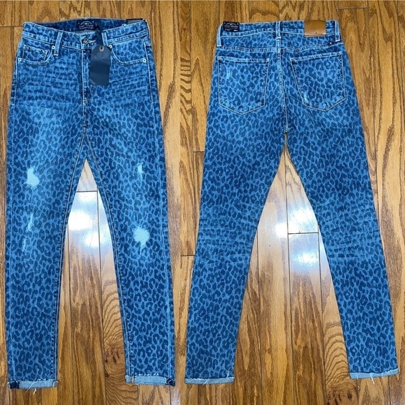 NWT Lucky Brand Bridgette Skinny Distressed Leopard Print Ankle Jeans Size 4/27 - Picture 11 of 12